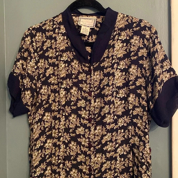 April Cornell women’s short sleeve midi dress- button up - floral - medium - Picture 2 of 7